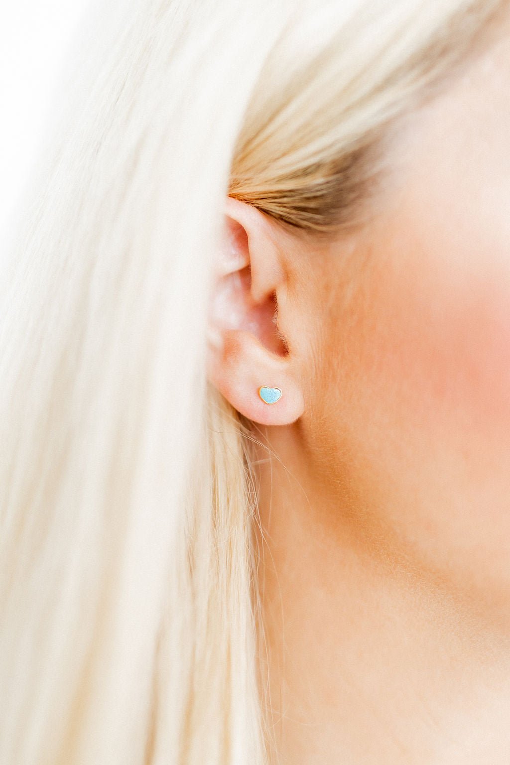 Screwback Stud Earrings - Nora Heart Teal - LINNY CO WholesaleStuds