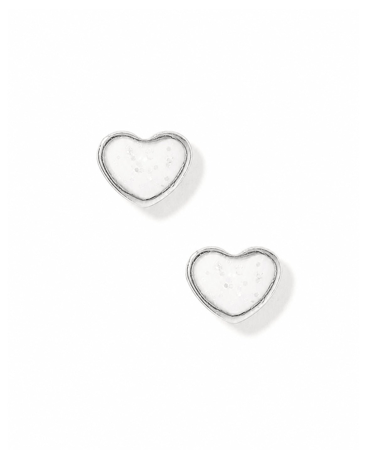 Screwback Stud Earrings - Nora Heart White Silver - LINNY CO WholesaleStuds