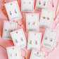 Screwback Stud Earrings - Nora Heart White Silver - LINNY CO WholesaleStuds