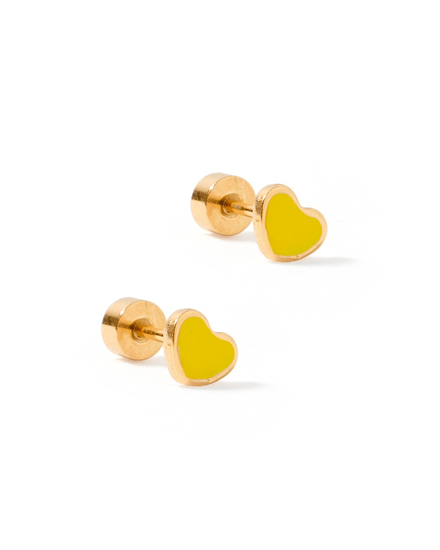 Screwback Stud Earrings - Nora Heart Yellow - LINNY CO WholesaleStuds