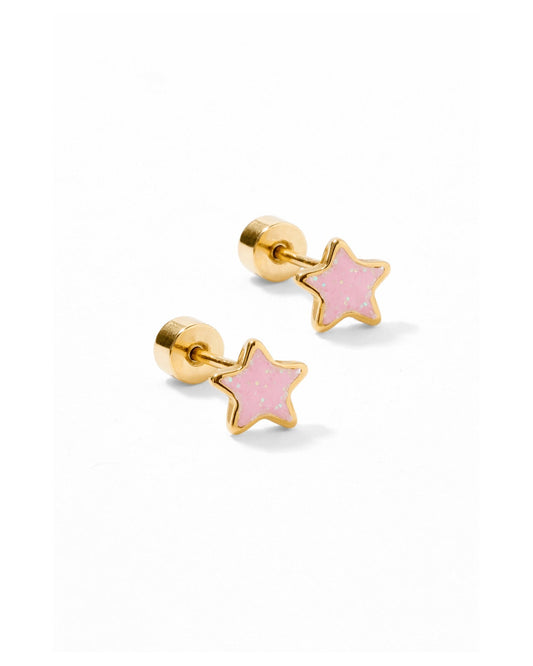 Screwback Stud Earrings - Nora Star Pink - LINNY CO WholesaleStuds
