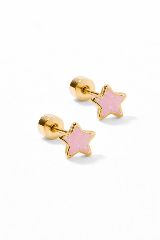 Screwback Stud Earrings - Nora Star Pink - LINNY CO WholesaleStuds