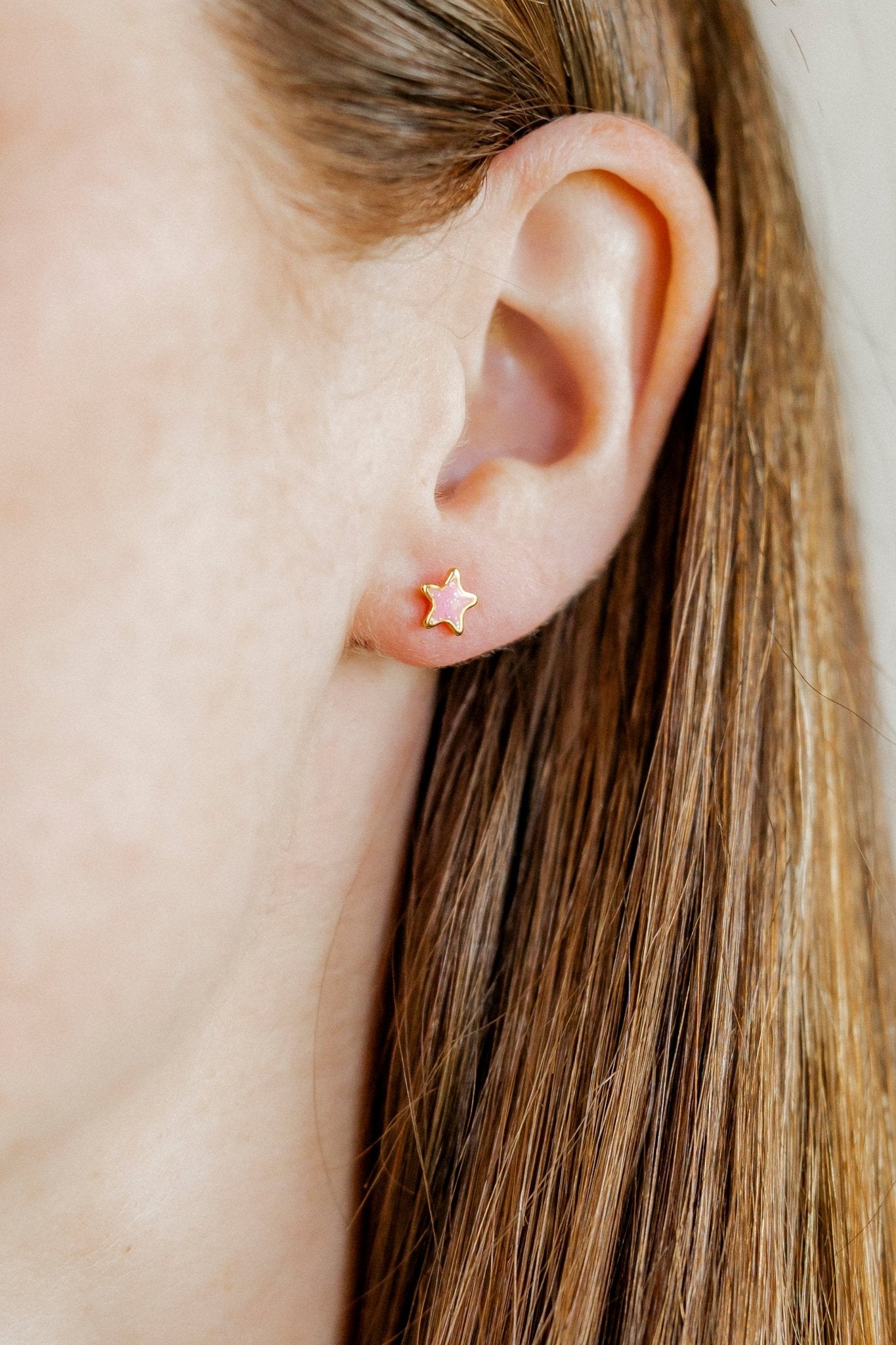 Screwback Stud Earrings - Nora Star Pink - LINNY CO WholesaleStuds