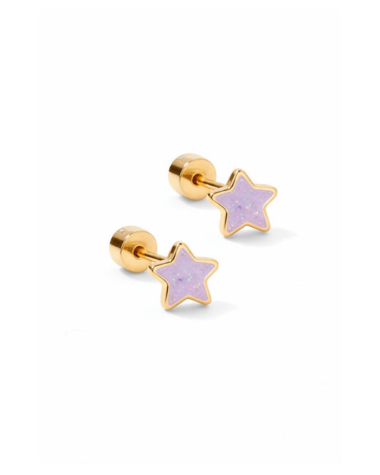 Screwback Stud Earrings - Nora Star Purple - LINNY CO WholesaleStuds