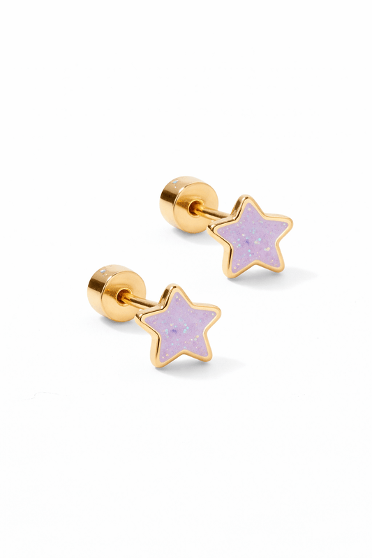 Screwback Stud Earrings - Nora Star Purple - LINNY CO WholesaleStuds