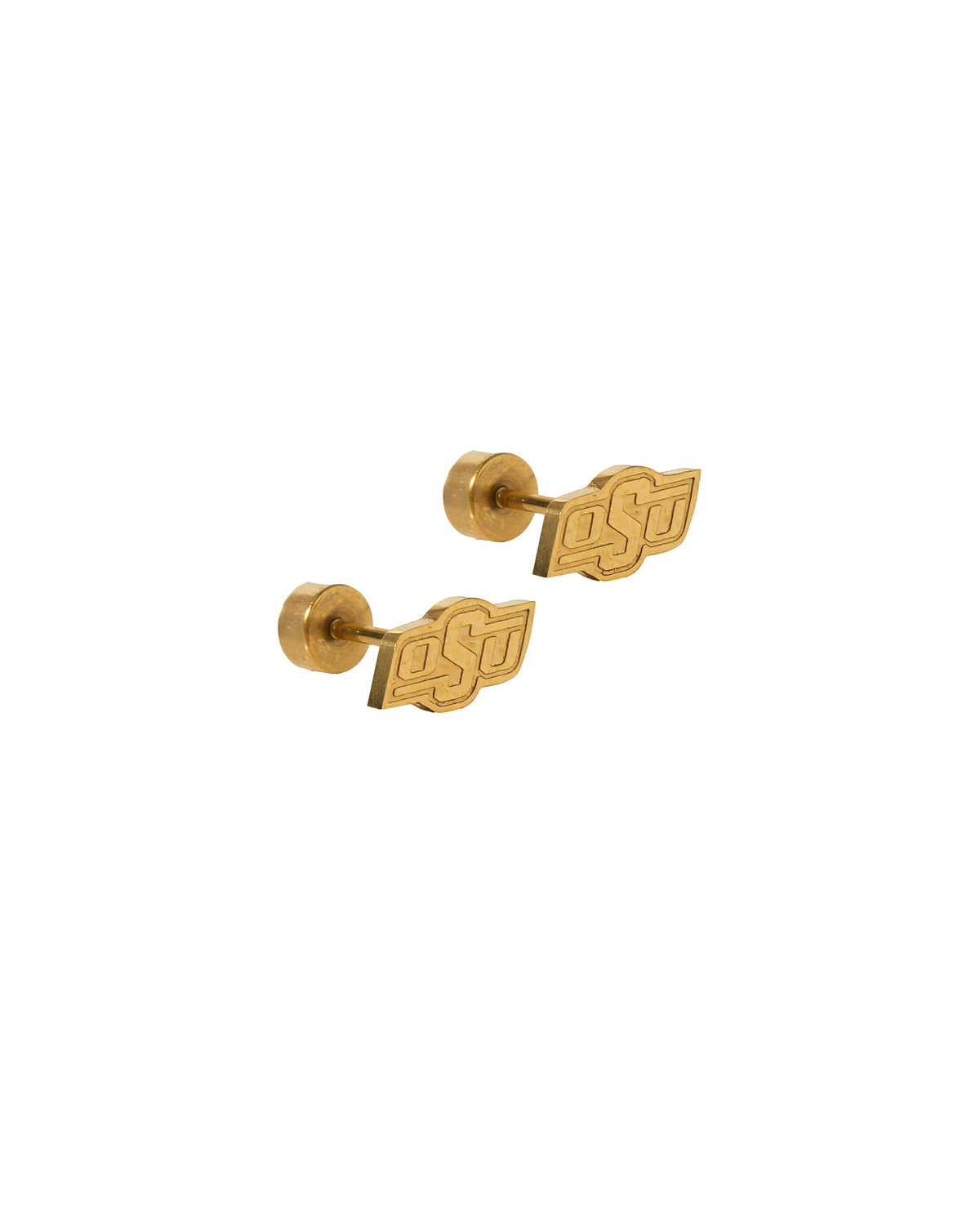 Screwback Stud Earrings - Oklahoma State Logo Gold - LINNY CO WholesaleStud