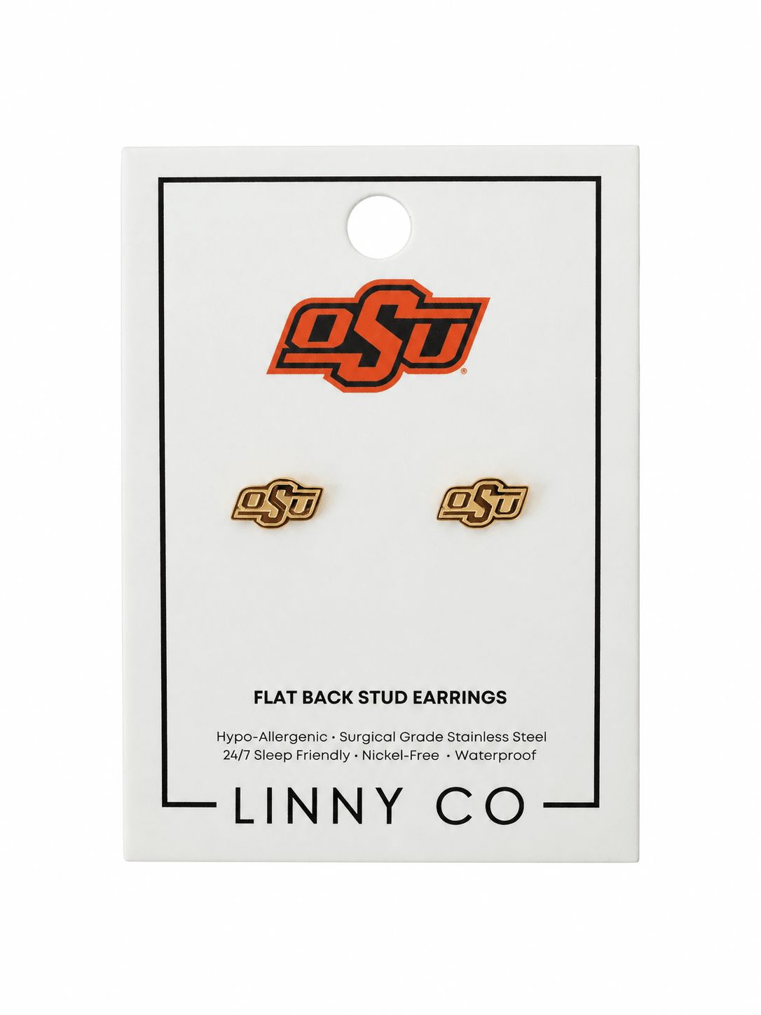 Screwback Stud Earrings - Oklahoma State Logo Gold - LINNY CO WholesaleStud