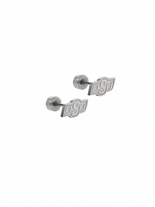 Screwback Stud Earrings - Oklahoma State Logo Silver - LINNY CO WholesaleStud