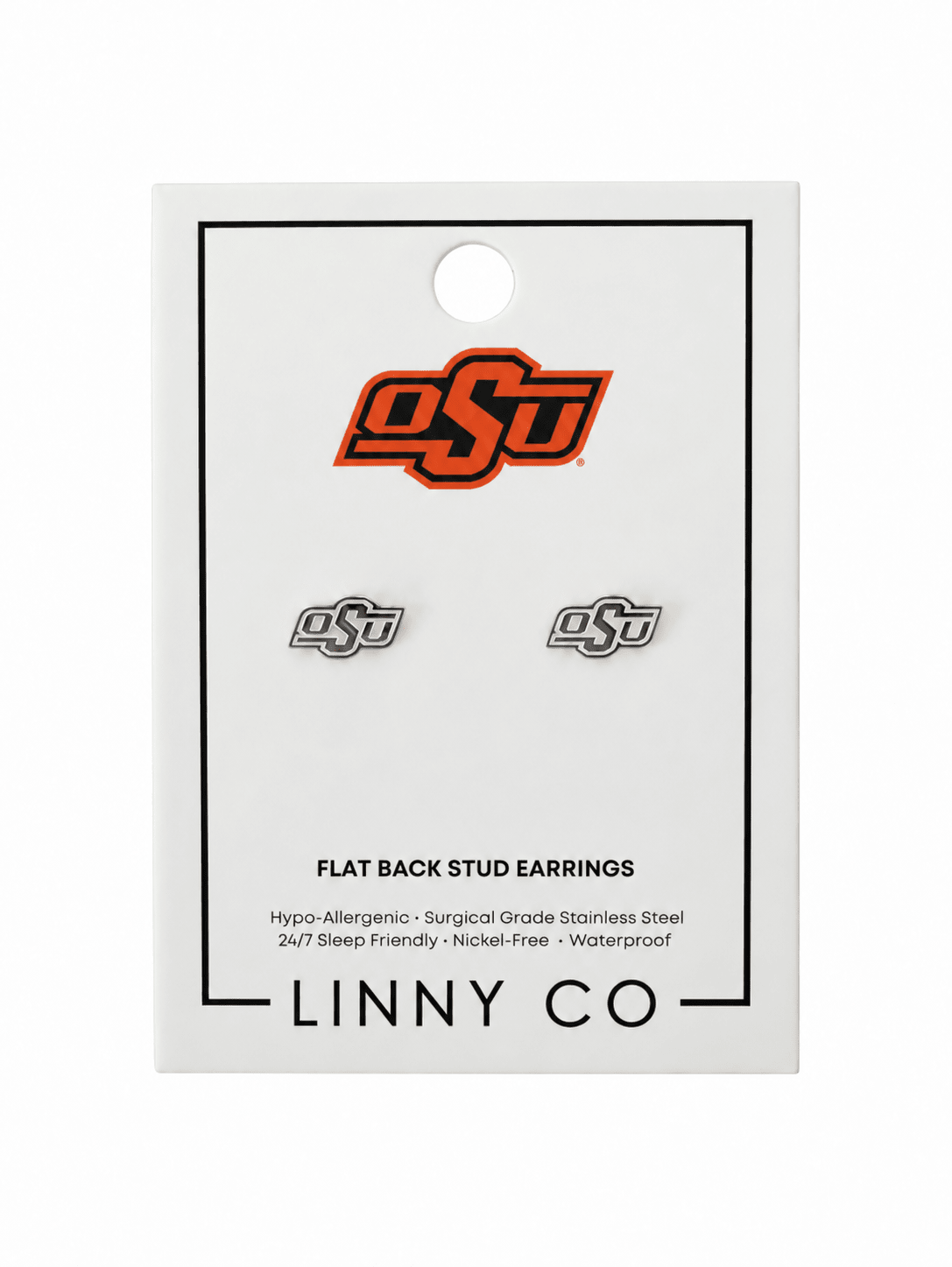 Screwback Stud Earrings - Oklahoma State Logo Silver - LINNY CO WholesaleStud
