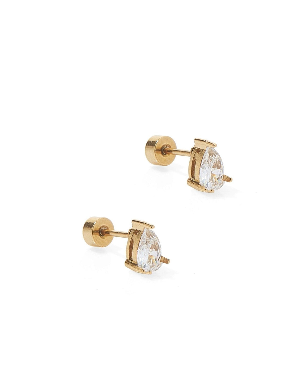 Screwback Stud Earrings - Paige Pear Gold - LINNY CO WholesaleStuds