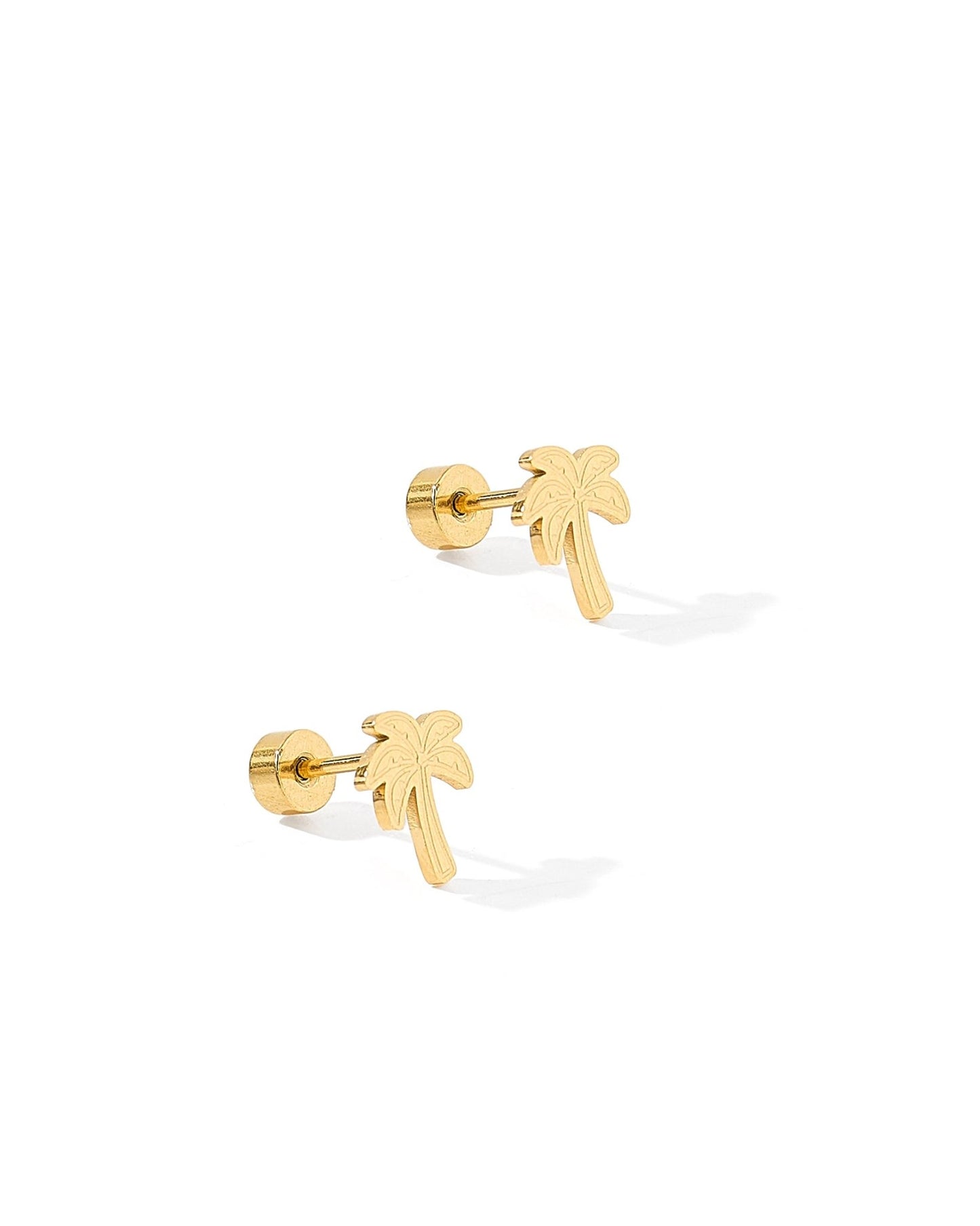 Screwback Stud Earrings - Palm Tree Gold - LINNY CO WholesaleStuds