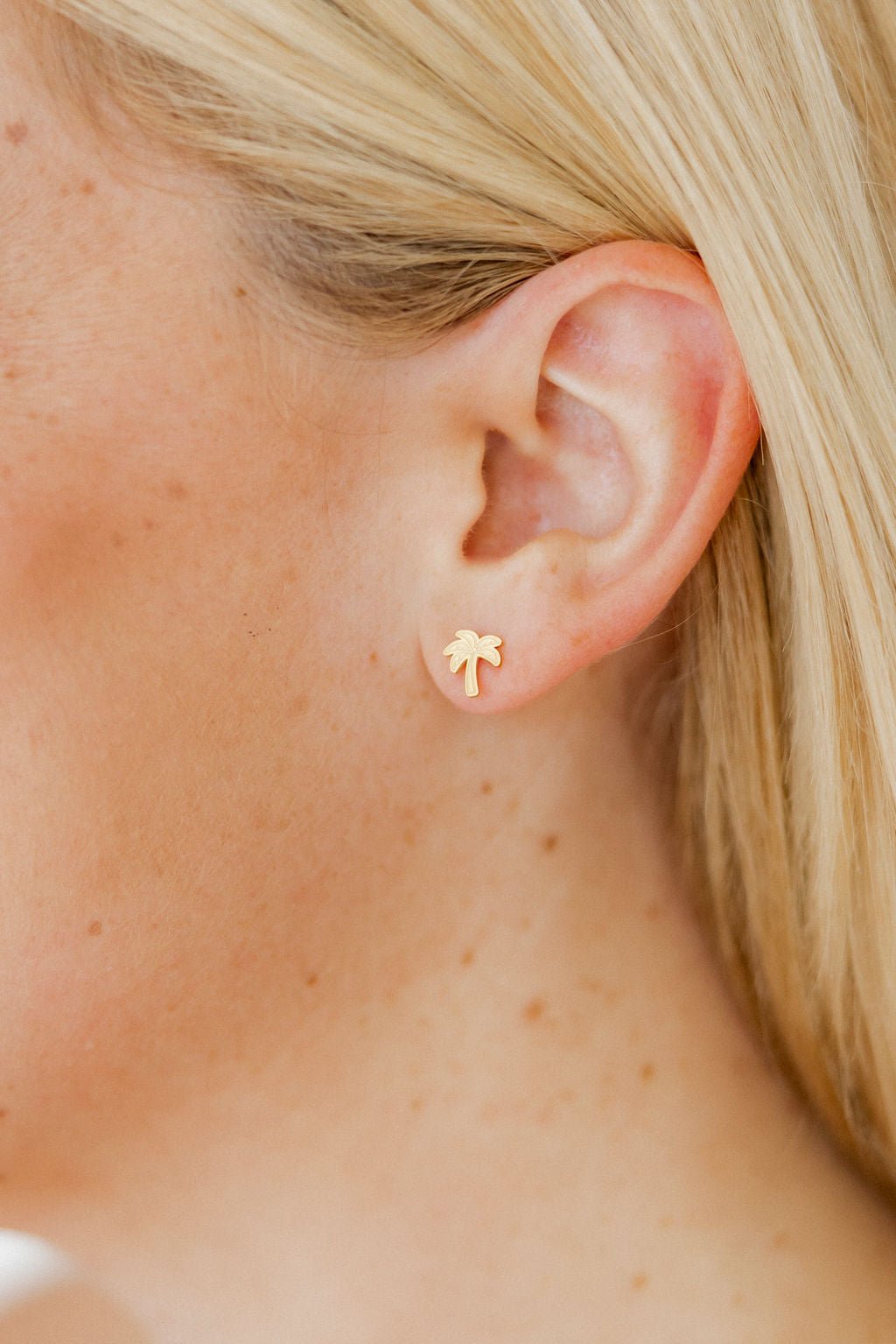Screwback Stud Earrings - Palm Tree Gold - LINNY CO WholesaleStuds