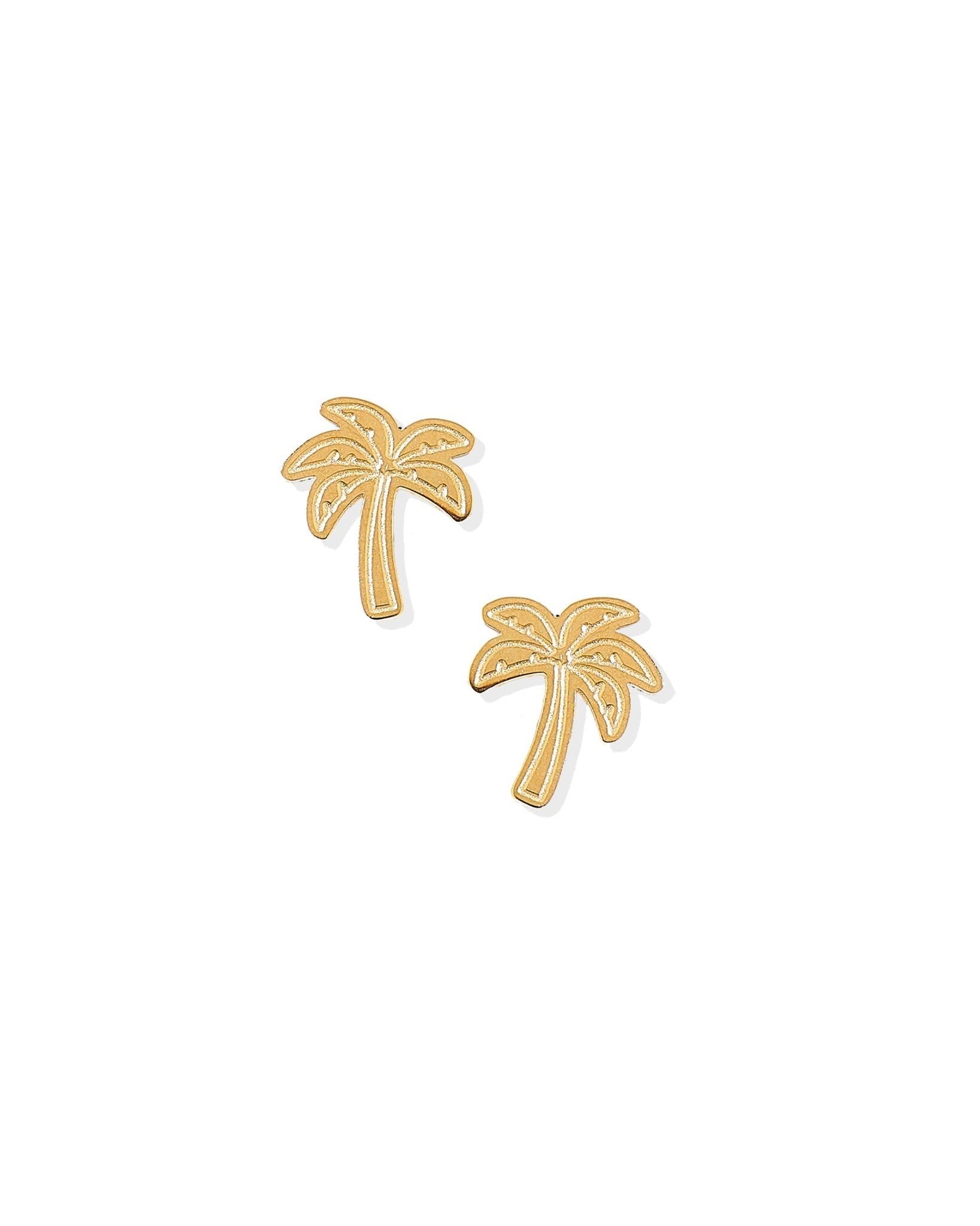 Screwback Stud Earrings - Palm Tree Gold - LINNY CO WholesaleStuds