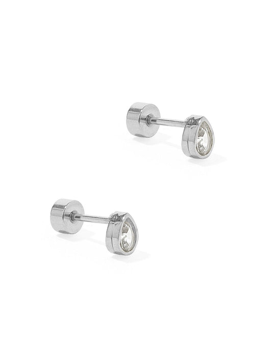 Screwback Stud Earrings - Paloma Pear Silver - LINNY CO WholesaleStuds