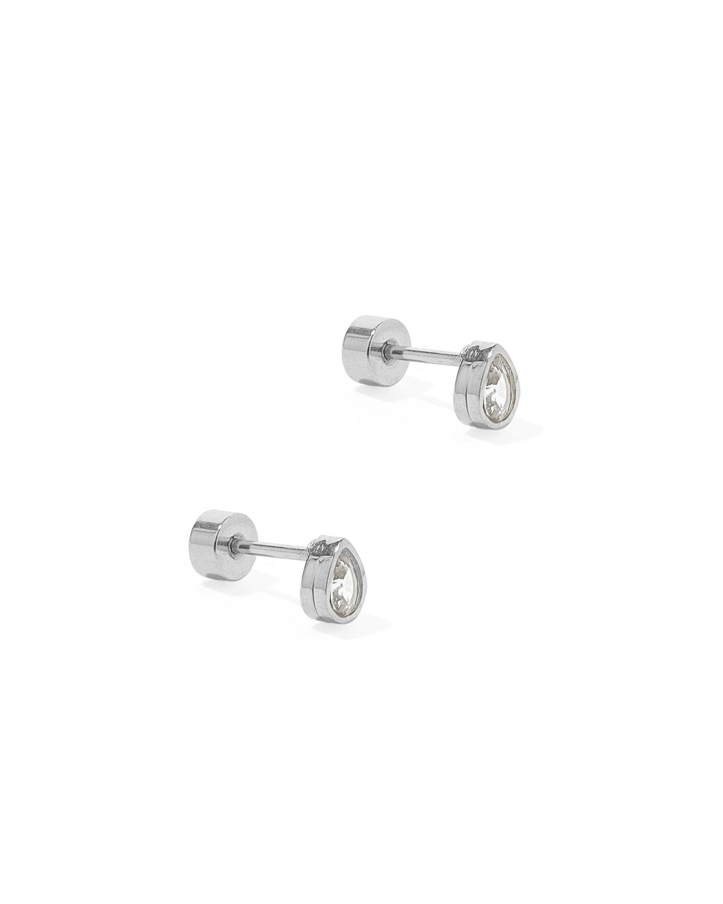 Screwback Stud Earrings - Paloma Pear Silver - LINNY CO WholesaleStuds