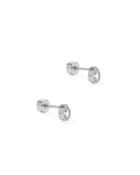 Screwback Stud Earrings - Paloma Pear Silver - LINNY CO WholesaleStuds