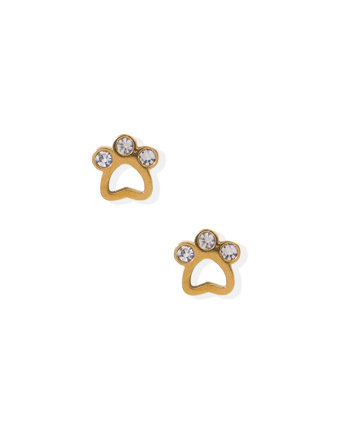 Screwback Stud Earrings - Paw Print CZ Gold - LINNY CO WholesaleStuds