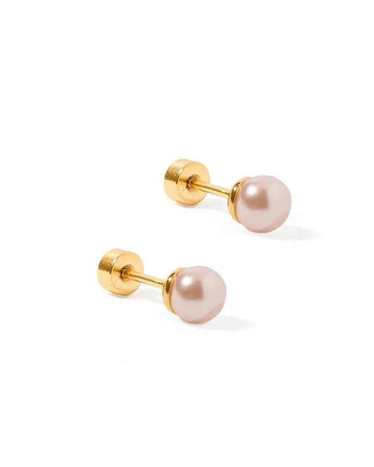 Screwback Stud Earrings - Payton Pearl Pink 5mm - LINNY CO WholesaleStuds