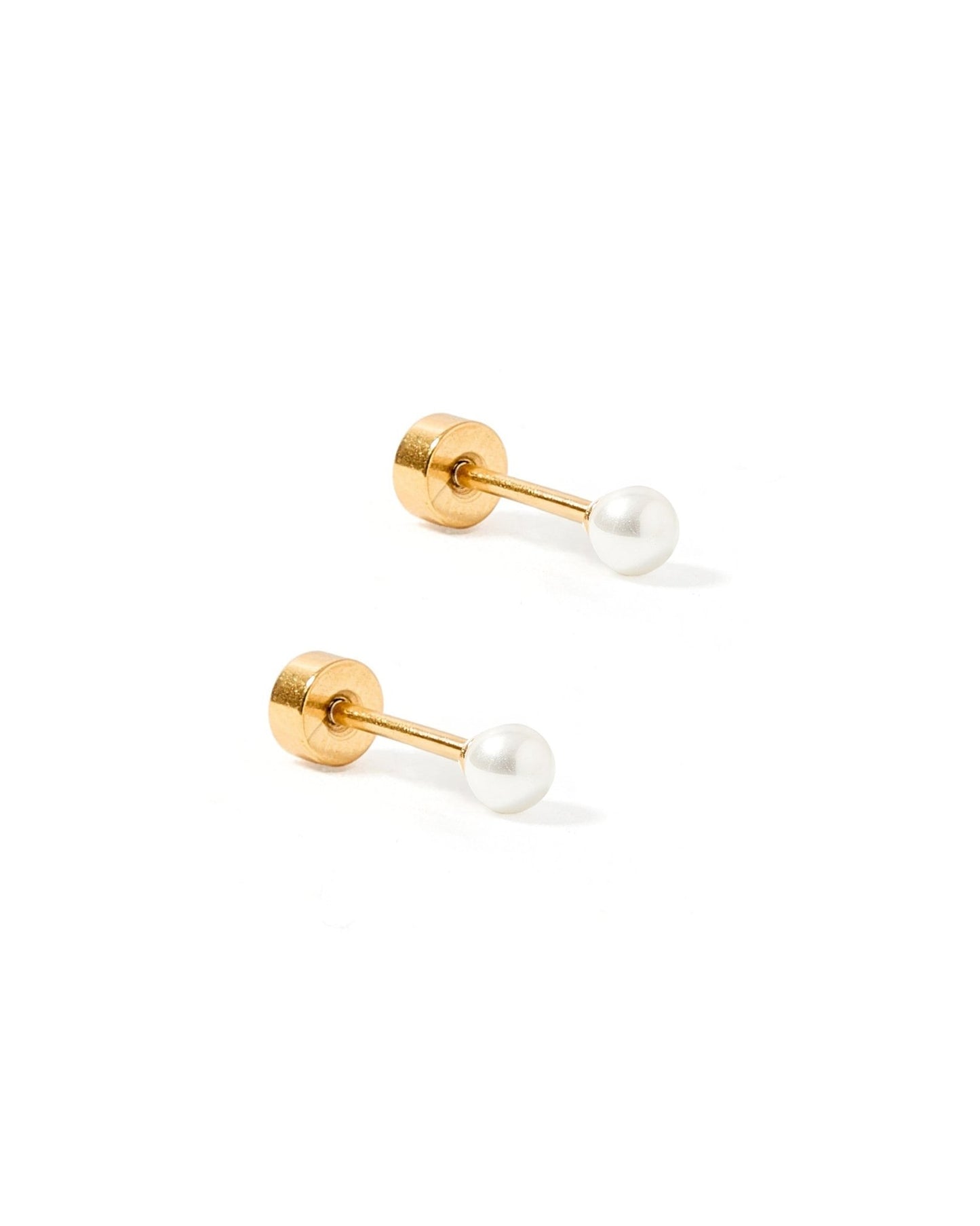 Screwback Stud Earrings - Payton Pearl White 3mm - LINNY CO WholesaleStuds