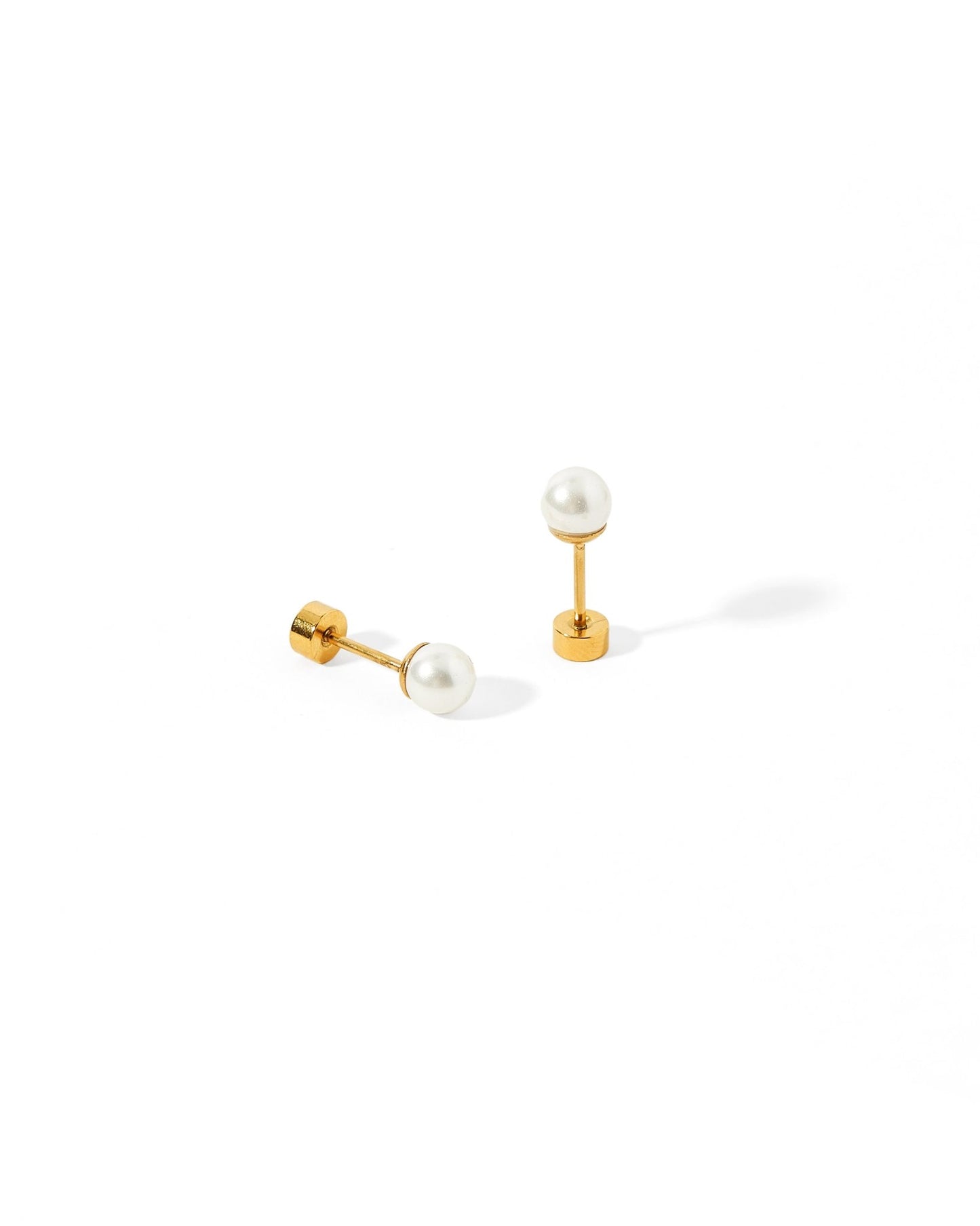 Screwback Stud Earrings - Payton Pearl White 5mm - LINNY CO WholesaleStuds