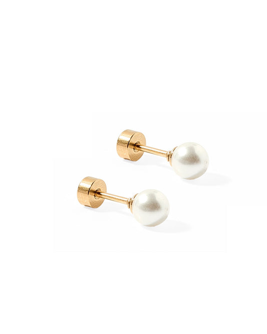 Screwback Stud Earrings - Payton Pearl White 5mm - LINNY CO WholesaleStuds