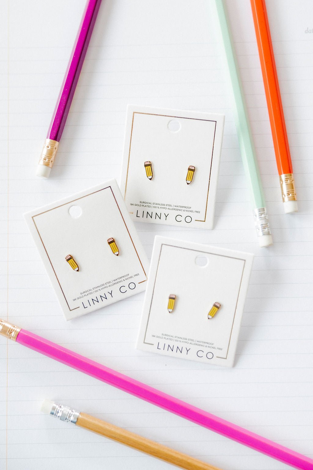 Screwback Stud Earrings - Pencil - LINNY CO WholesaleStuds