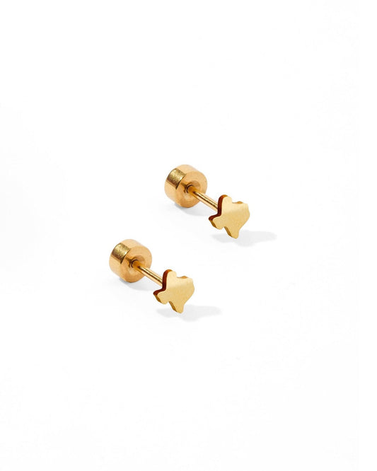 Screwback Stud Earrings - Petite State of Texas Gold - LINNY CO WholesaleStuds
