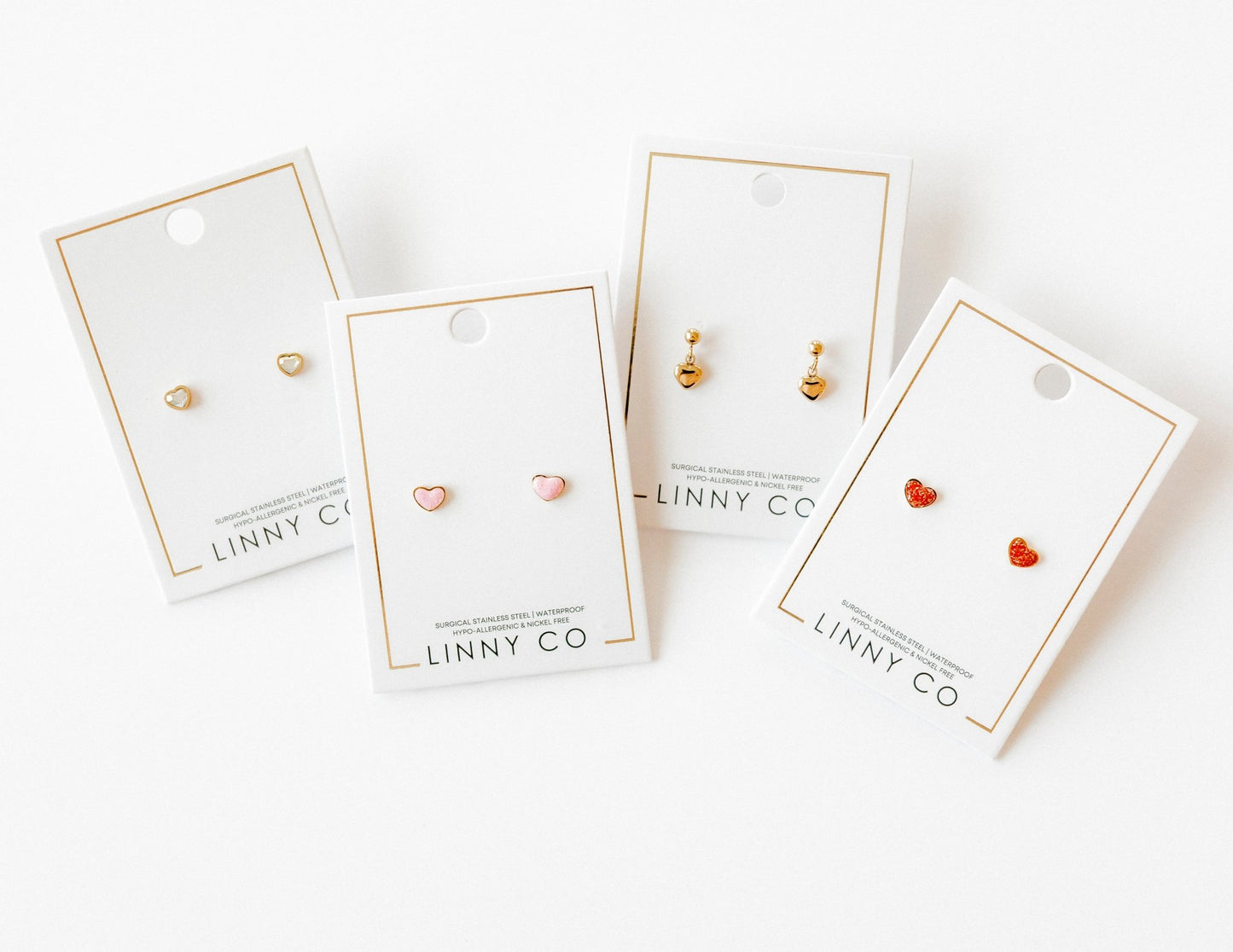 Screwback Stud Earrings - Polly Heart - LINNY CO WholesaleStuds