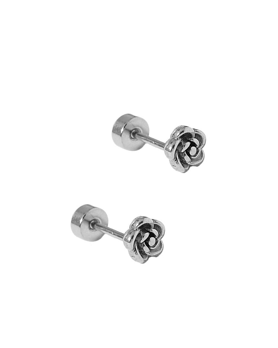 Screwback Stud Earrings - Rose Silver - LINNY CO WholesaleStuds