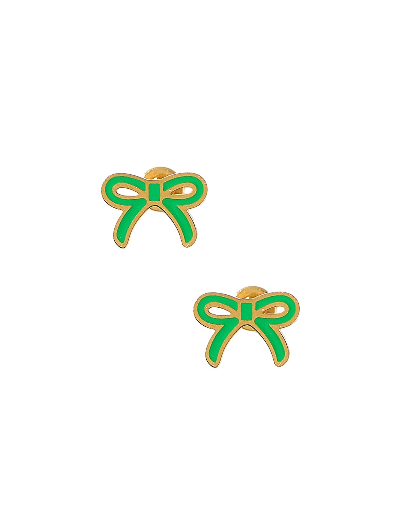 Screwback Stud Earrings - Sadie Bow Green - LINNY CO WholesaleStuds