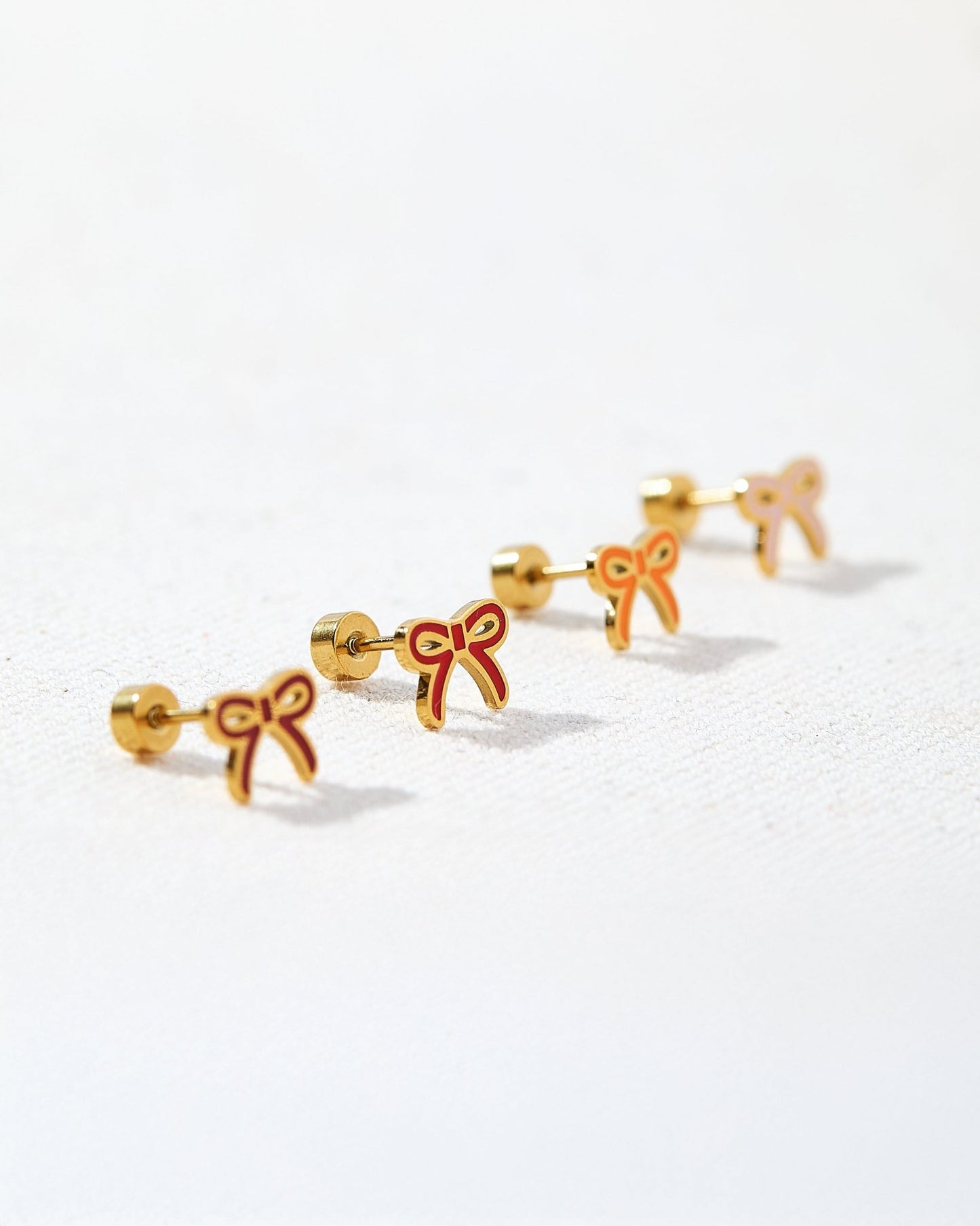 Screwback Stud Earrings - Sadie Bow Orange - LINNY CO WholesaleStuds