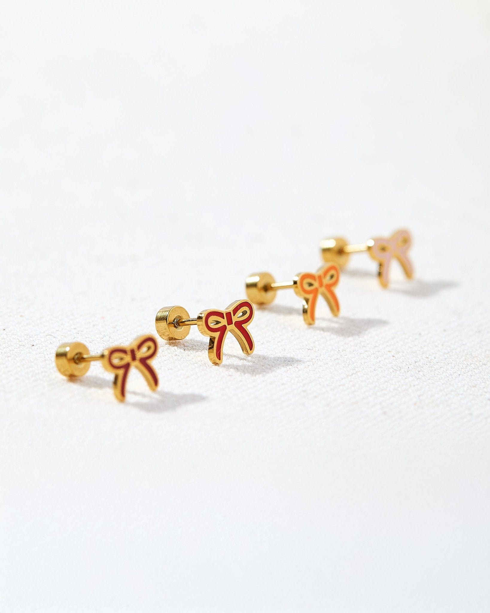 Screwback Stud Earrings - Sadie Bow Orange - LINNY CO WholesaleStuds