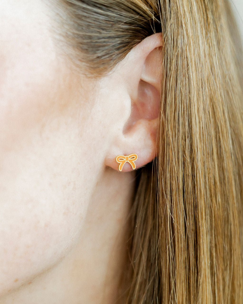 Screwback Stud Earrings - Sadie Bow Orange - LINNY CO WholesaleStuds