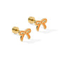 Screwback Stud Earrings - Sadie Bow Orange - LINNY CO WholesaleStuds