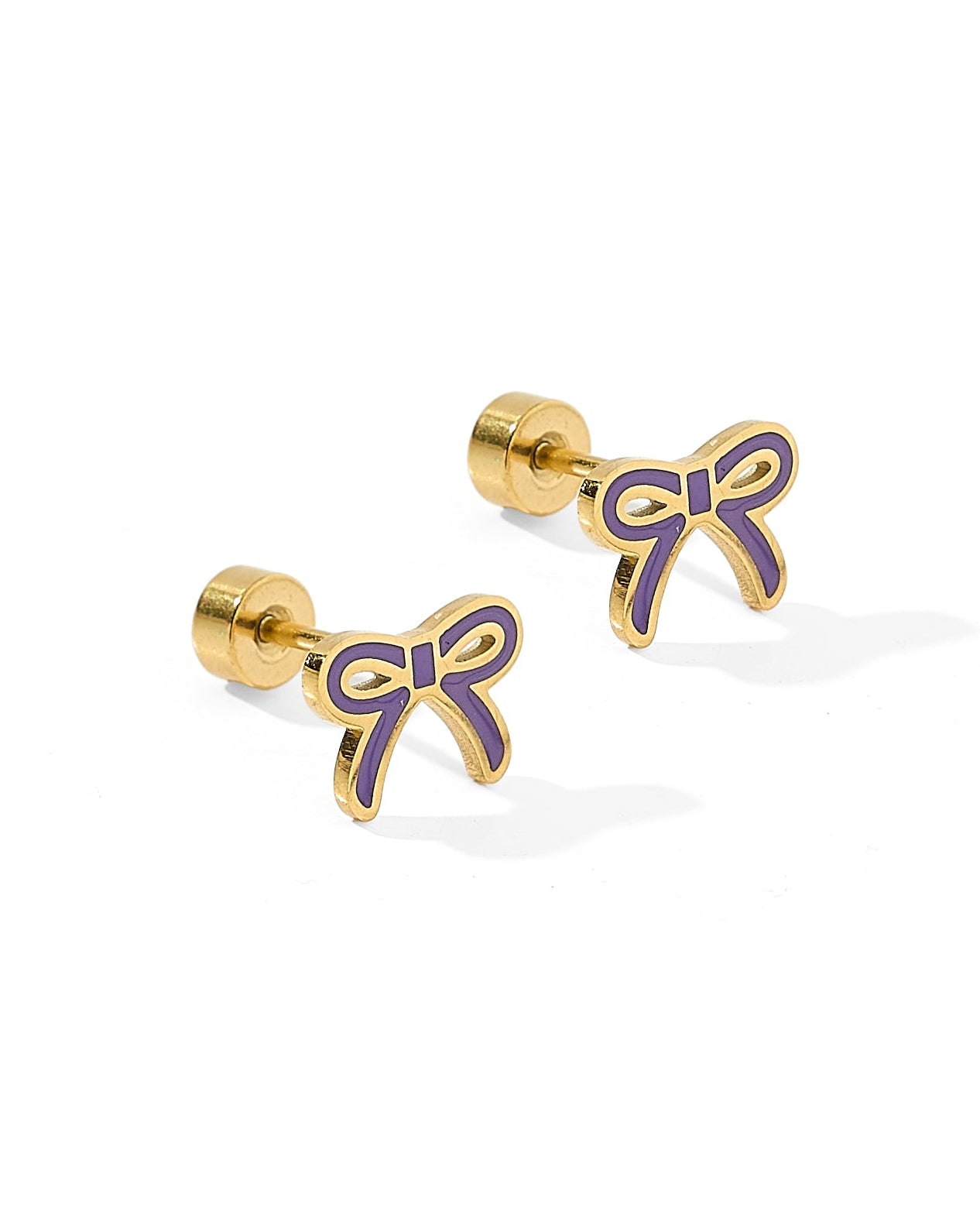 Screwback Stud Earrings - Sadie Bow Purple - LINNY CO WholesaleStuds