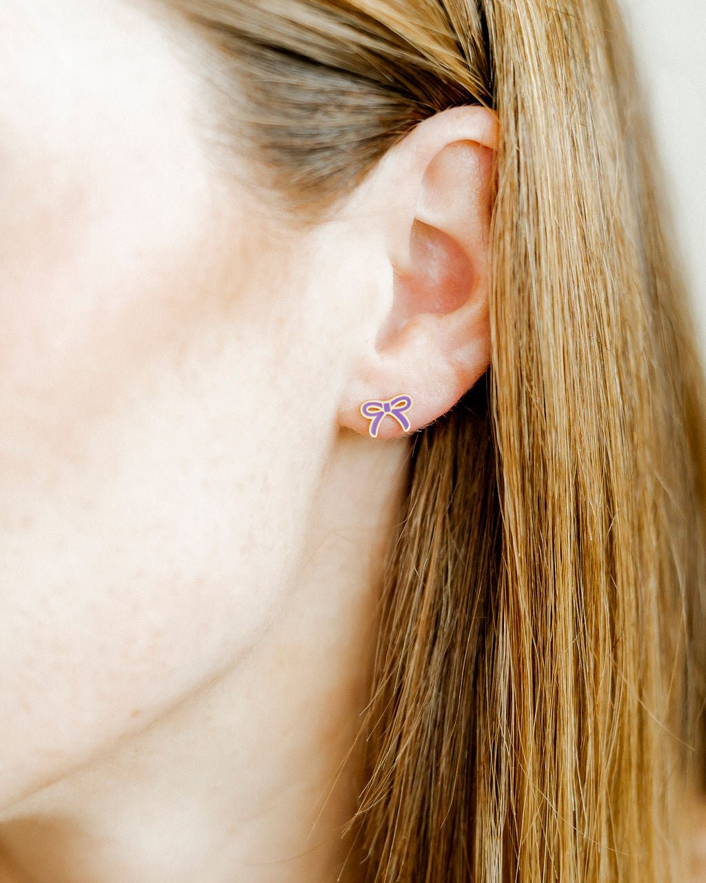 Screwback Stud Earrings - Sadie Bow Purple - LINNY CO WholesaleStuds