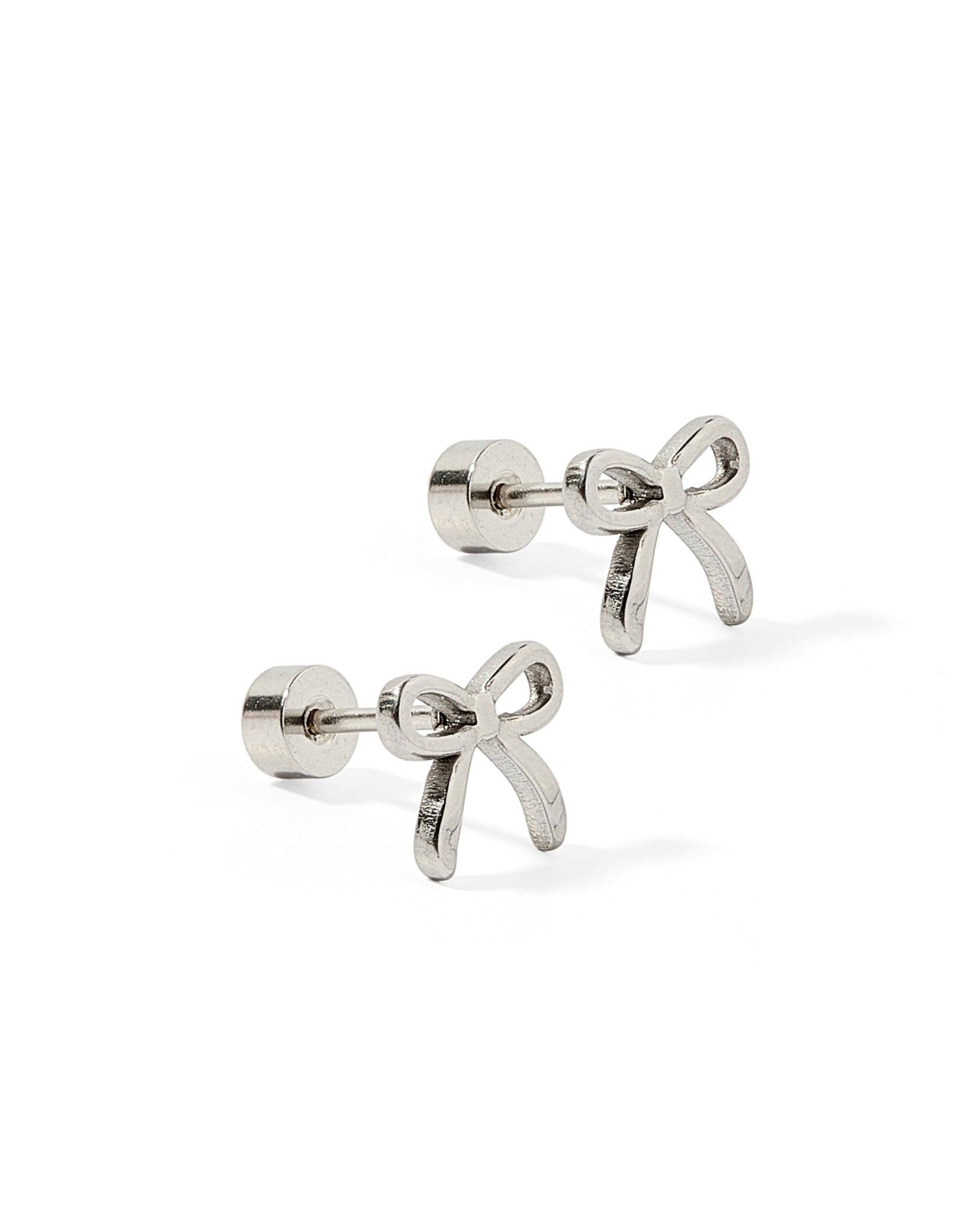 Screwback Stud Earrings - Sadie Bow Silver - LINNY CO WholesaleStuds