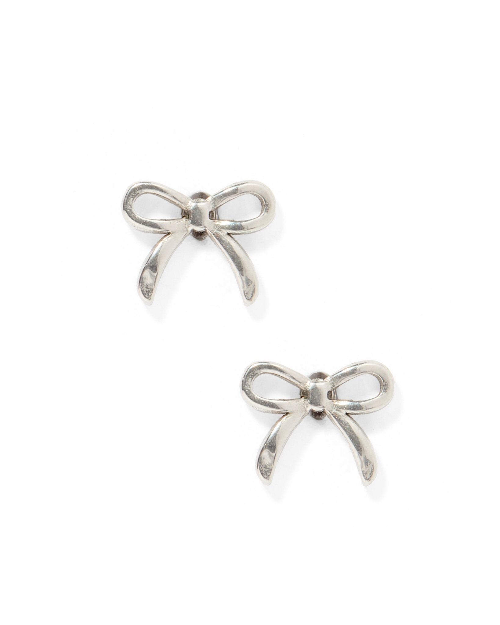 Screwback Stud Earrings - Sadie Bow Silver - LINNY CO WholesaleStuds