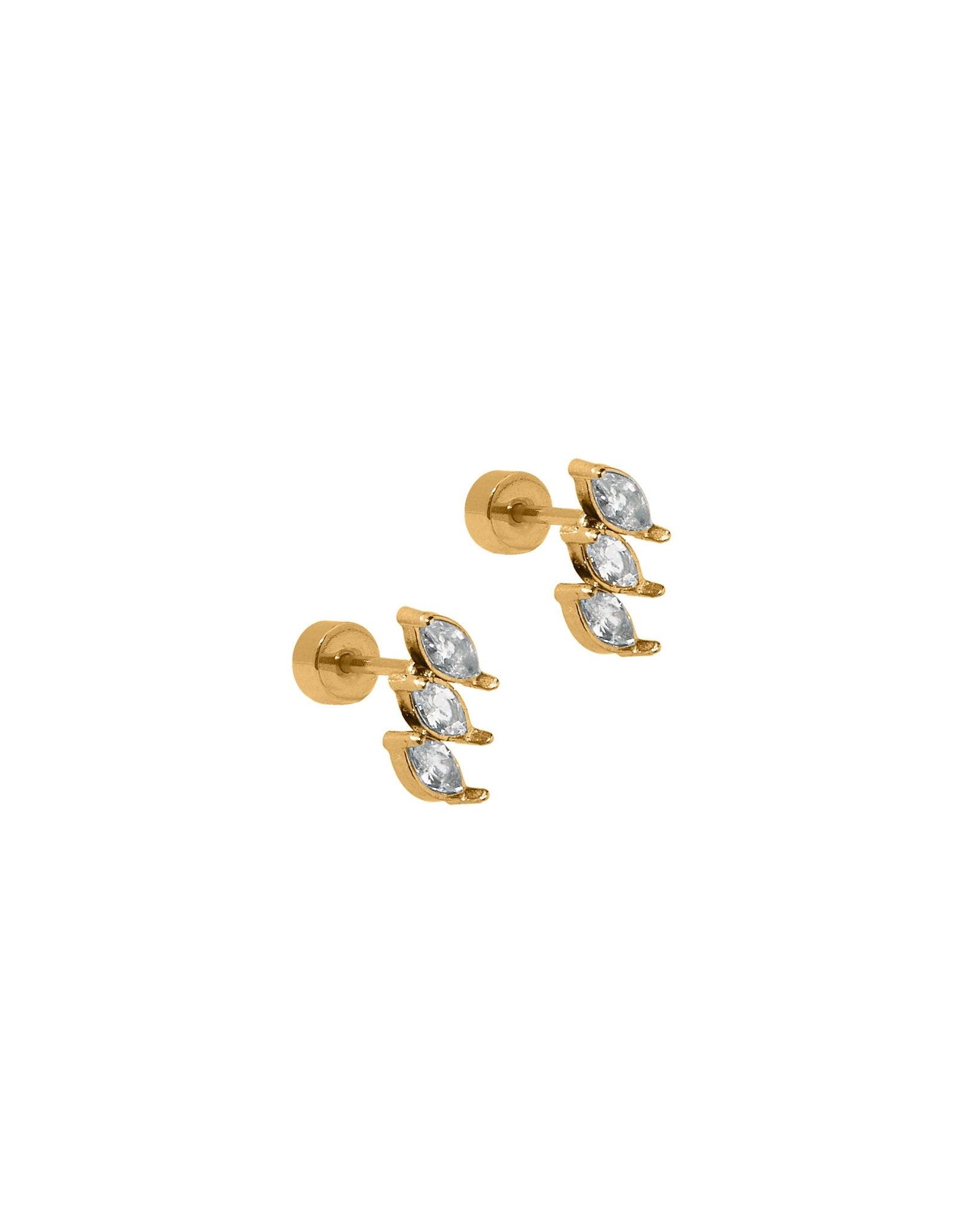 Screwback Stud Earrings - Sierra CZ Gold - LINNY CO WholesaleStuds