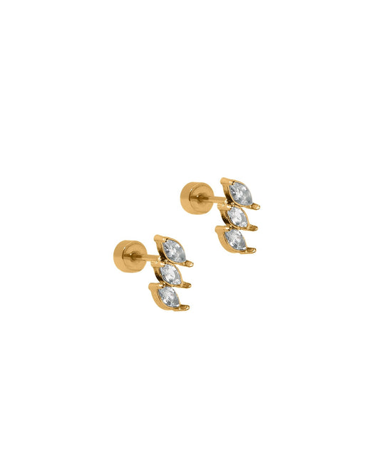 Screwback Stud Earrings - Sierra CZ Gold - LINNY CO WholesaleStuds