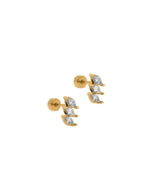 Screwback Stud Earrings - Sierra CZ Gold - LINNY CO WholesaleStuds