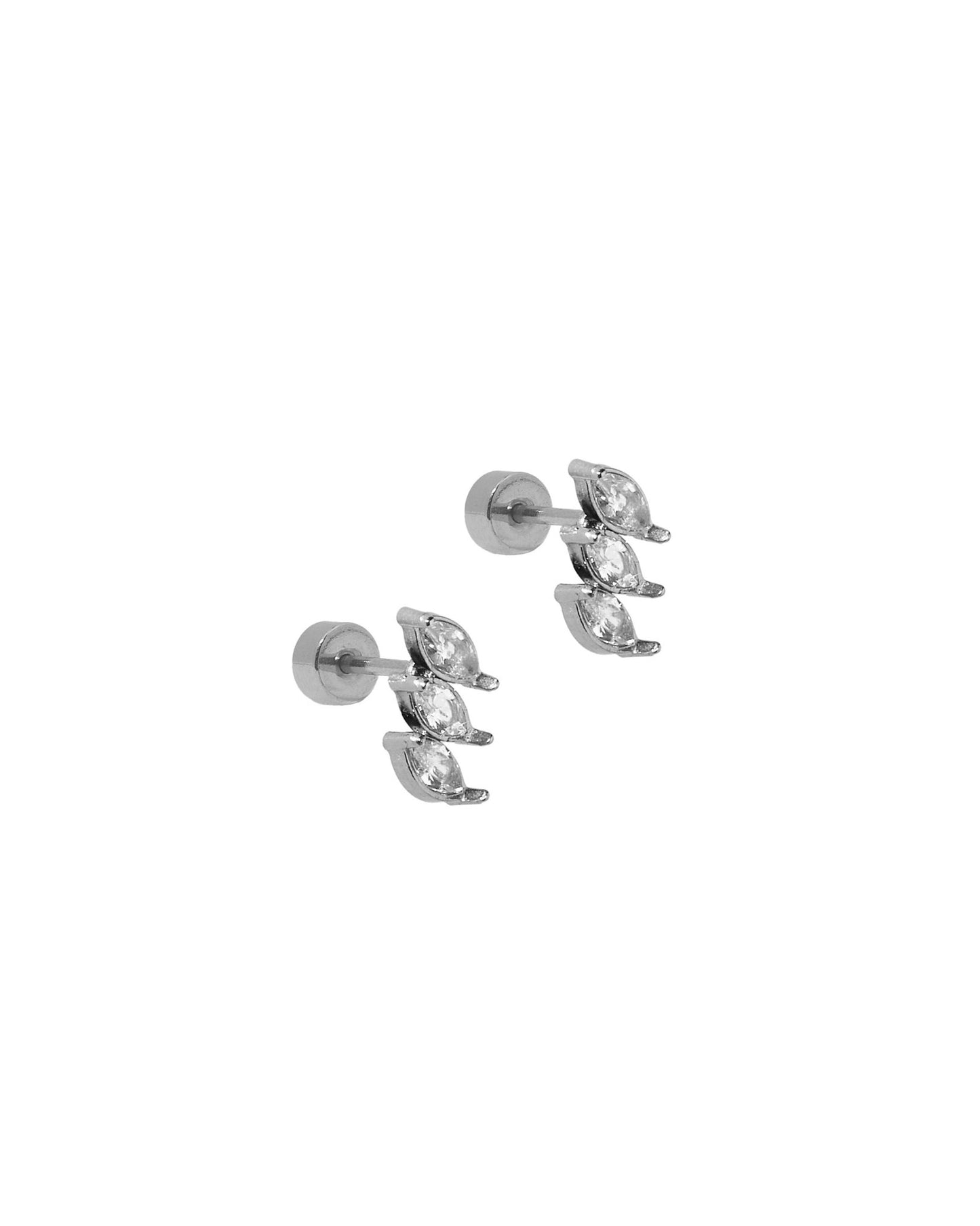 Screwback Stud Earrings - Sierra CZ Silver - LINNY CO WholesaleStuds