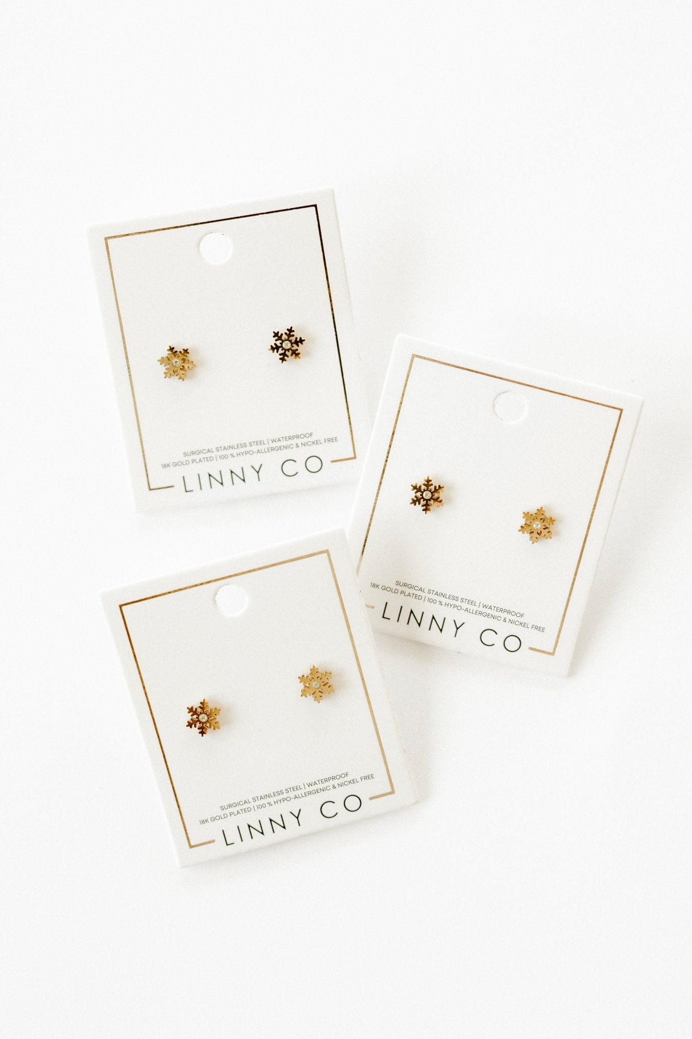 Screwback Stud Earrings - Snowflake Gold - LINNY CO WholesaleStuds