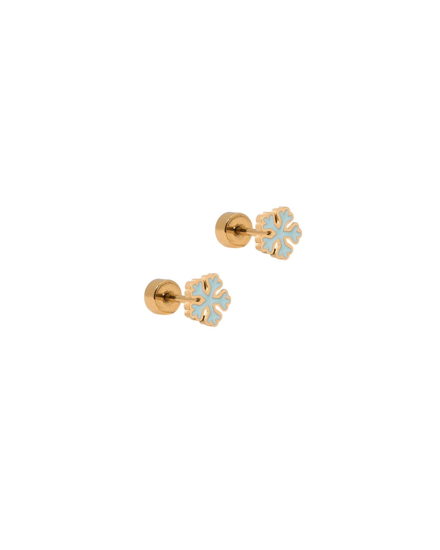 Screwback Stud Earrings - Snowflake Happy Blue - LINNY CO WholesaleStuds