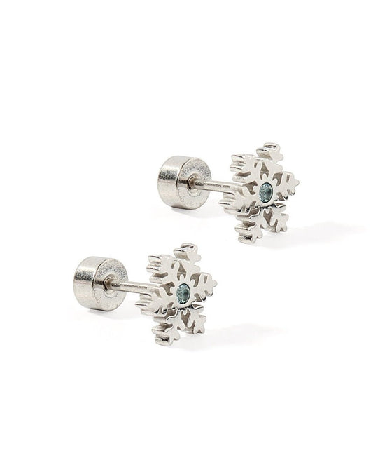 Screwback Stud Earrings - Snowflake Silver - LINNY CO WholesaleStuds