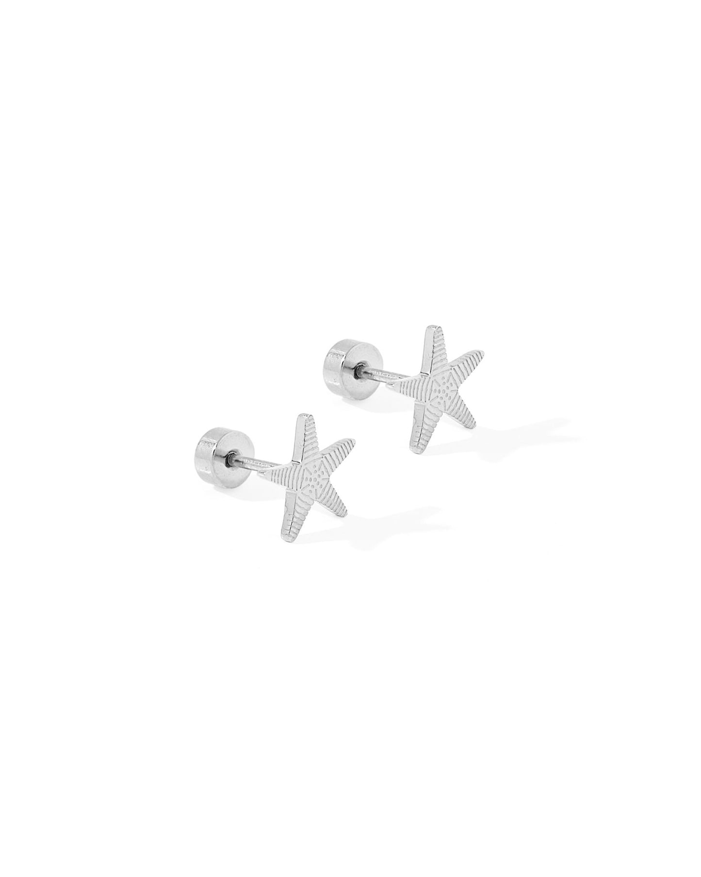 Screwback Stud Earrings - Starfish Silver - LINNY CO WholesaleStuds