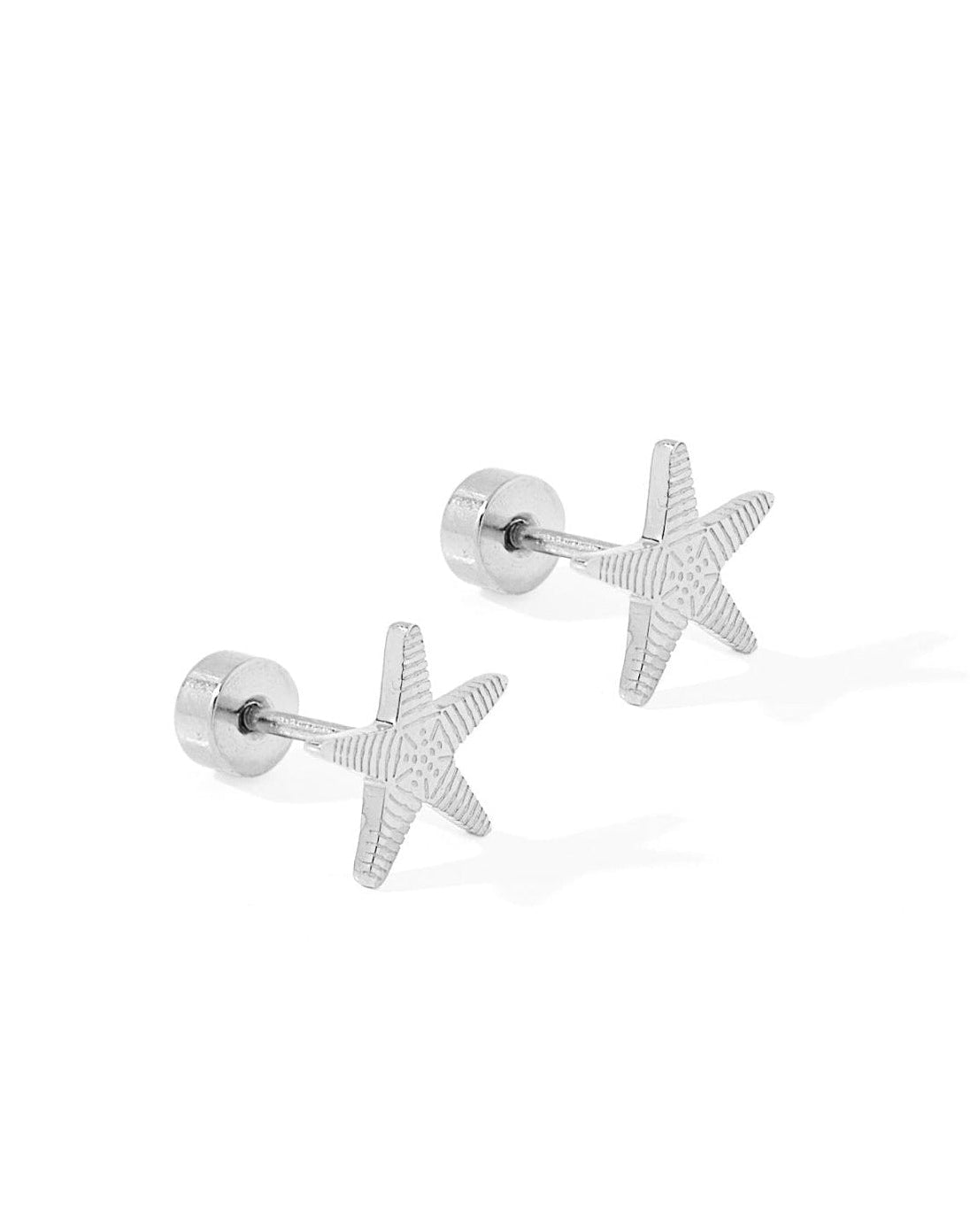 Screwback Stud Earrings - Starfish Silver - LINNY CO WholesaleStuds