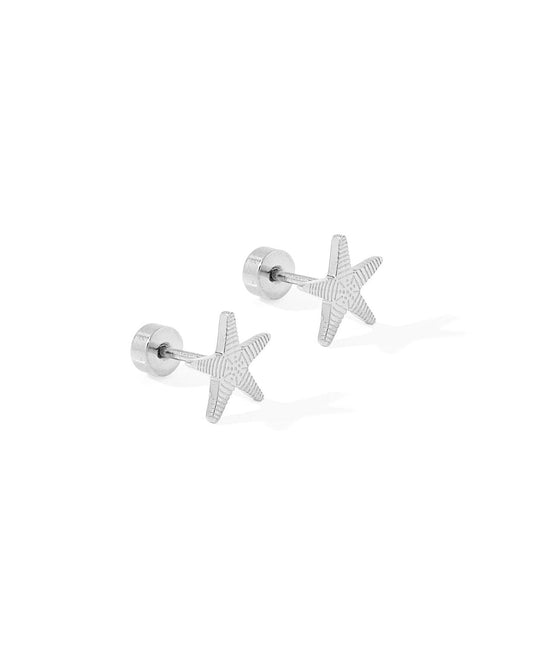 Screwback Stud Earrings - Starfish Silver - LINNY CO WholesaleStuds