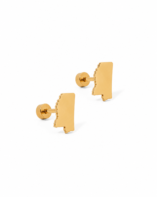 Screwback Stud Earrings - State of Mississippi Gold - LINNY CO WholesaleStuds