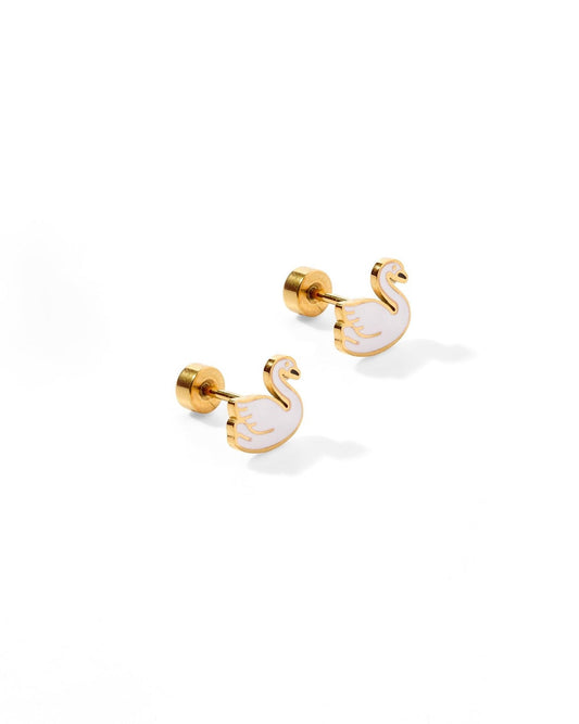 Screwback Stud Earrings - Swan - LINNY CO WholesaleStuds